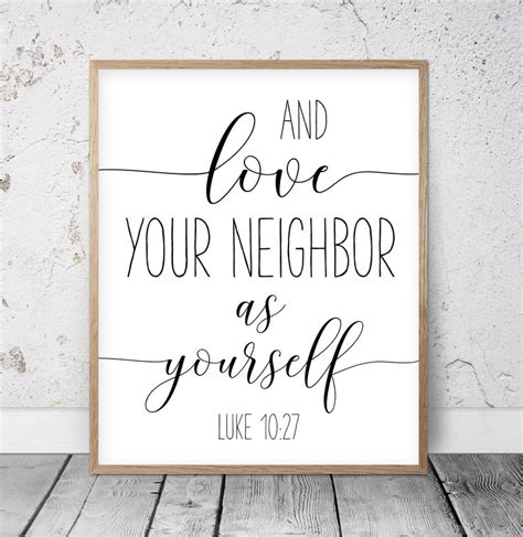 And Love Your Neighbor As Yourself Luke 10:27 Bible Verse | Etsy