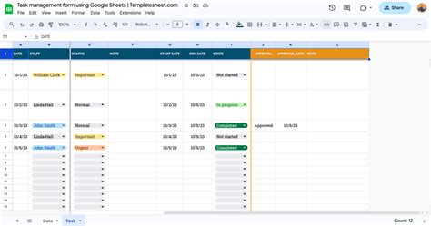 Task management form using Google Sheets - Google sheets templates for ...