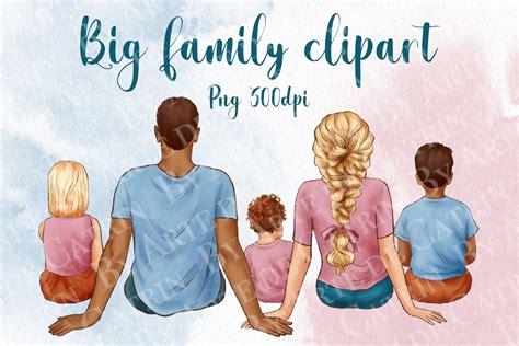 Big Family Clipart, Parents Clipart Graphic by Arte de Catrin ...