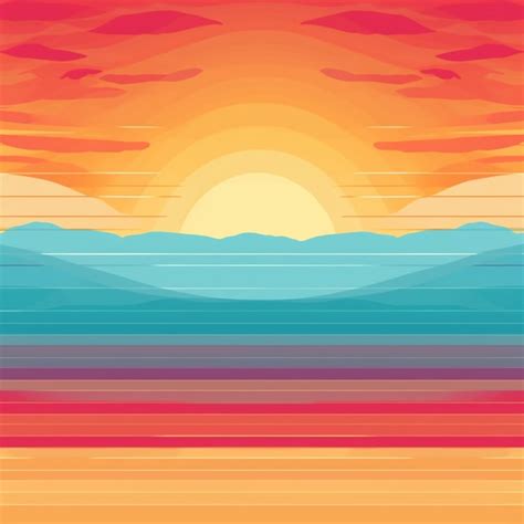 Premium AI Image | A cartoon style illustration of a sunset over a ...