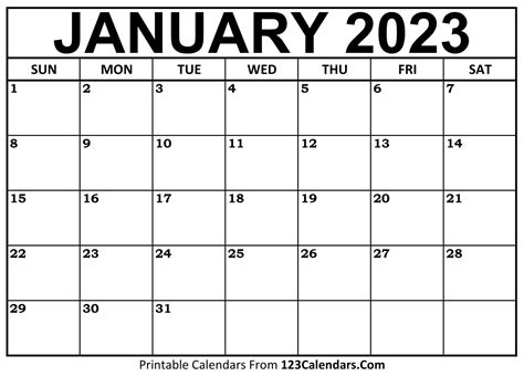 Calendar 2023 Printable Free Monthly January – Get Calendar 2023 Update