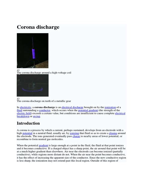 Corona Discharge | PDF | Electrical Breakdown | Phases Of Matter