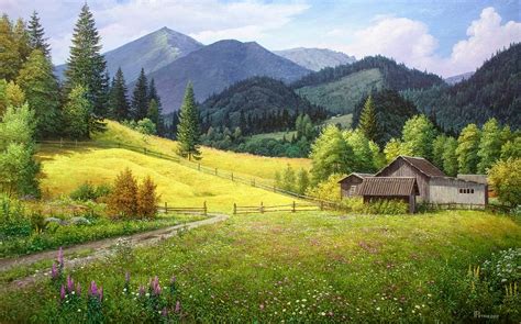 Summer Mountain Landscape Oil Painting Realism Oil Painting - Etsy