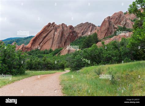 along a hiking trail through the valley at roxborough state park in ...