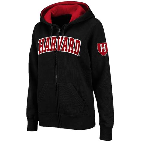 Women's Stadium Athletic Black Harvard Crimson Arched Name Full-Zip ...