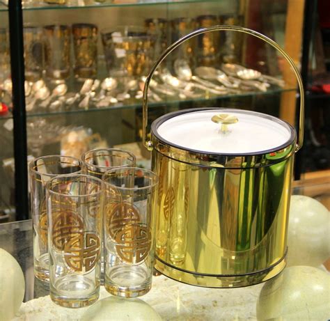 FOUND in ITHACA » Set of Four Vintage Water Glasses & Ice Bucket