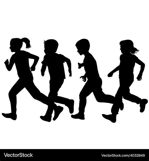 Vector Kids Running Silhouette : Kid running silhouettes stock vector ...