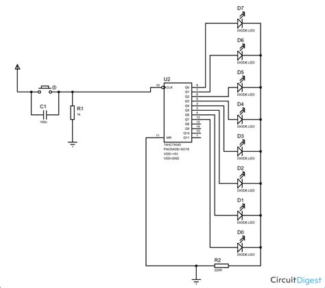 Binary Counter Circuit Diagram using IC 74HCT4040