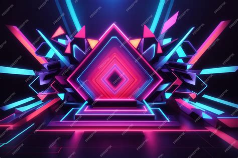 Premium AI Image | Geometric shapes neon lights background