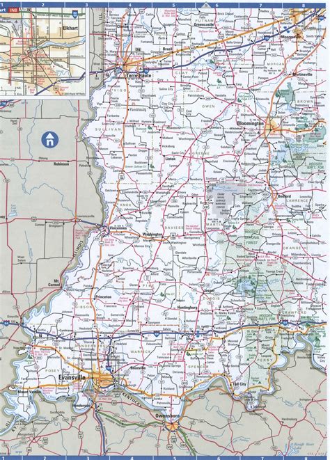 Map of Indiana Southern,Free highway road map IN with cities towns counties