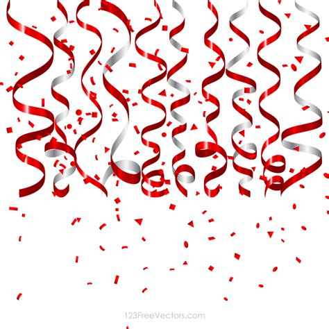 Vector Red Confetti and Party Streamers Birthday Background | Download ...