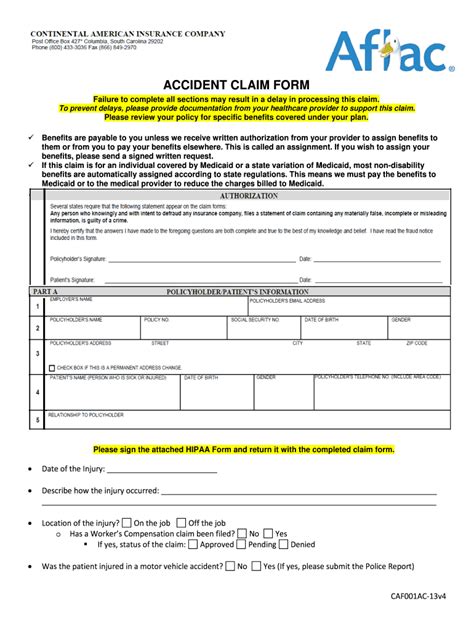 Accident Claim Form Aflac - Fill Online, Printable, Fillable, Blank ...