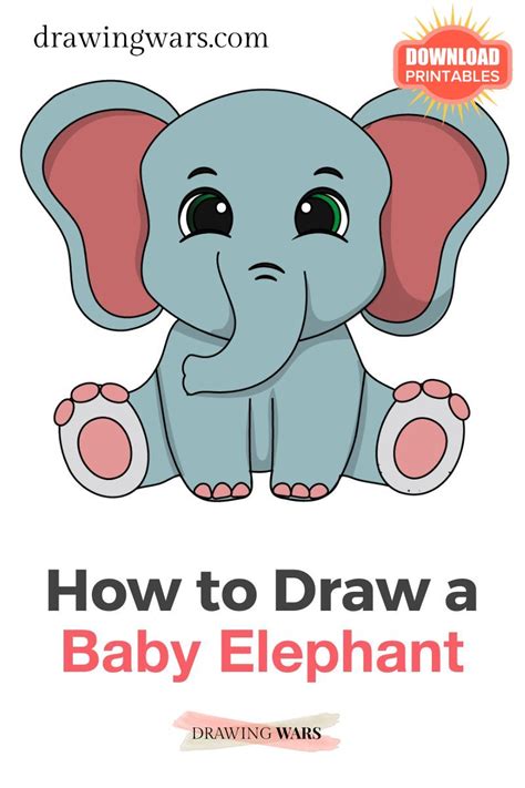 How to draw a baby elephant step by step – Artofit