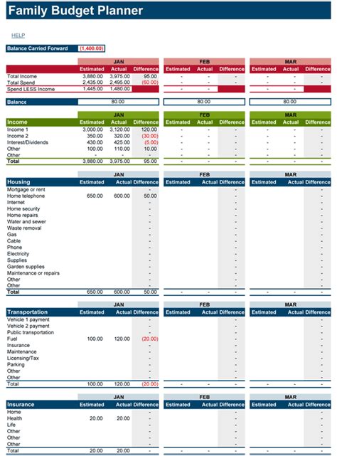 Home Expense Tracker Excel Template