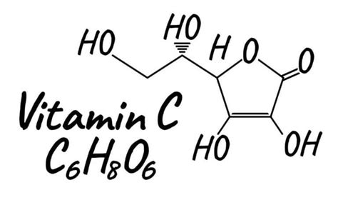 Vitamin C Label and Icon. Chemical Formula and Structure Logo. V ...