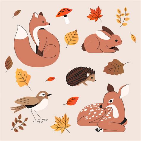 Premium Vector | Hand drawn autumn animals collection