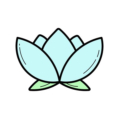 Lotus flower doodle icon, vector illustration on white. Simple drawing ...