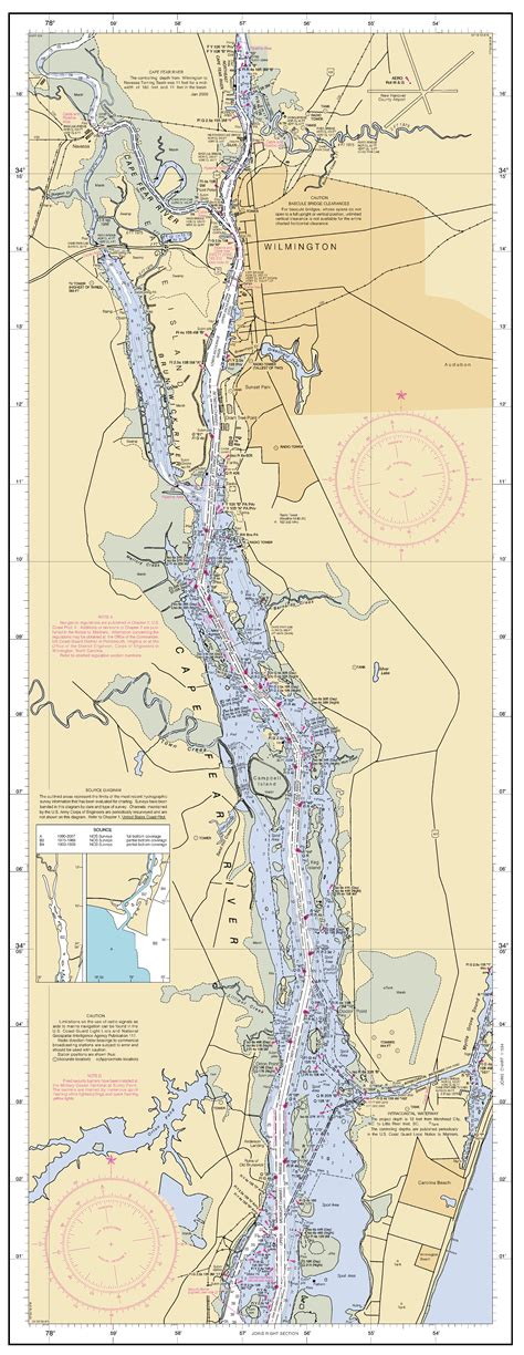 CAPE FEAR RIVER - CAPE FEAR TO WILMINGTON nautical chart - ΝΟΑΑ Charts ...