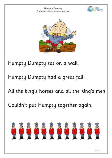 Humpty Dumpty nursery rhyme - Nursery Rhymes by URBrainy.com