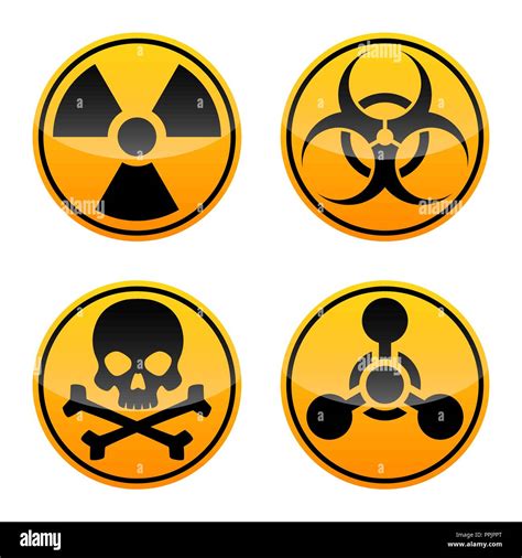 Danger vector signs set. Radiation, Biohazard ,Toxic and Chemical ...