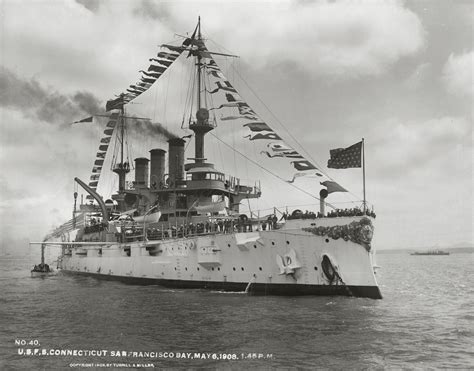 Lead ship of her class, pre-dreadnought battleship USS Connecticut (BB ...