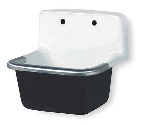 Wall-Mount Utility Sink, 1 Bowl, White, 18 inL x 22 inW x 20 1/4 inH ...