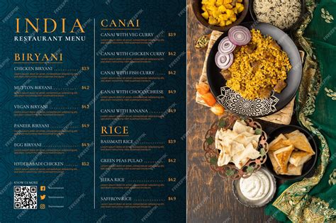 Indian Restaurant Menu Design Samples