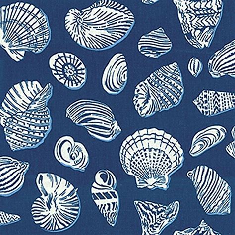 Waverly Fabric SEA SHELL Ocean Blue Waters Edge SeaShell Nautical ...