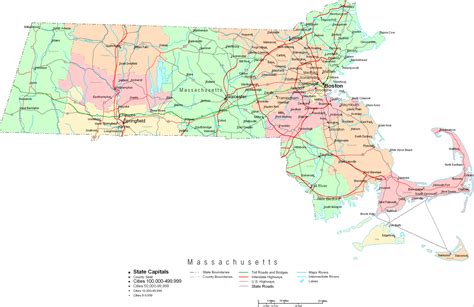 Online Map of Massachusetts Large