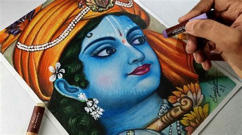 Krishna drawing, Krishna drawing with oil pastel, Oil pastel drawing ...