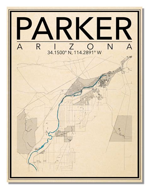 Wall Art Map Print of Parker Arizona | Etsy