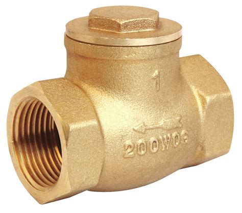 GRAINGER APPROVED Check Valve, 1/2 in, Single, Inline Swing, Brass ...