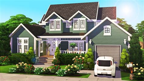 Large 4 Sim Family Home 💚 || The Sims 4: Speed Build | Sims 4 house ...