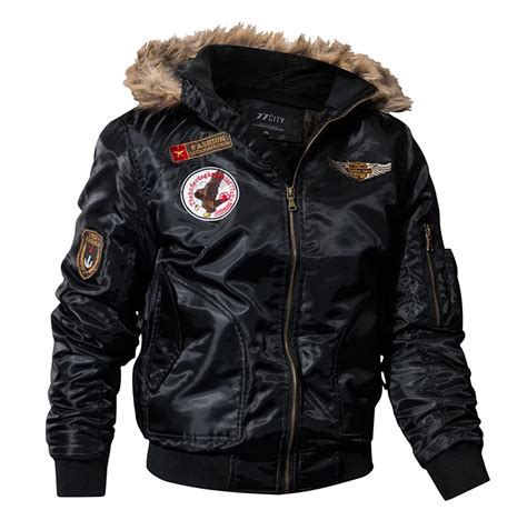 US Air Force Airborne Tactical Bomber Jackets Men Outdoor Hooded Fur ...