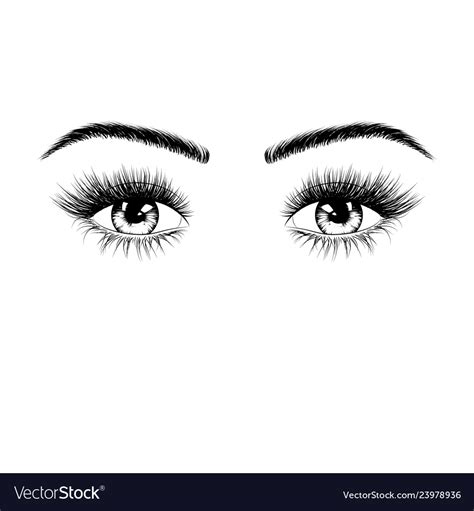 Hand drawn female eyes silhouette eyes Royalty Free Vector