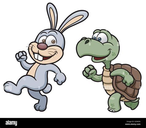 Vector illustration of Cartoon Rabbit and turtle Stock Vector Image ...