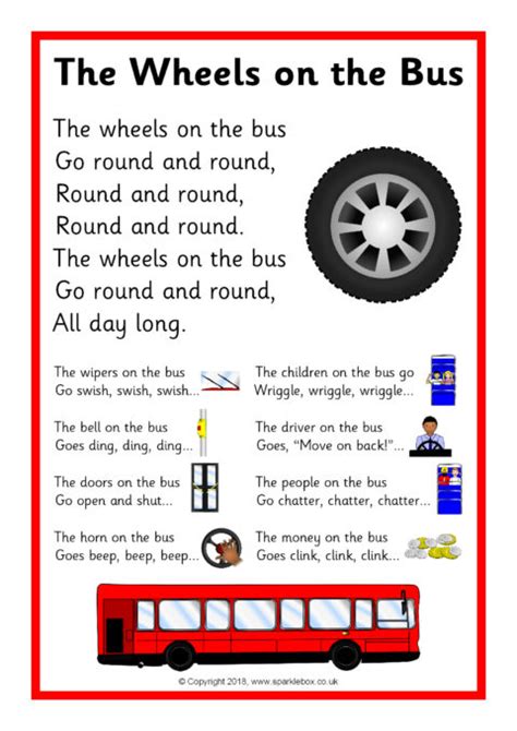 The Wheels On The Bus Go Round And Round Lyrics