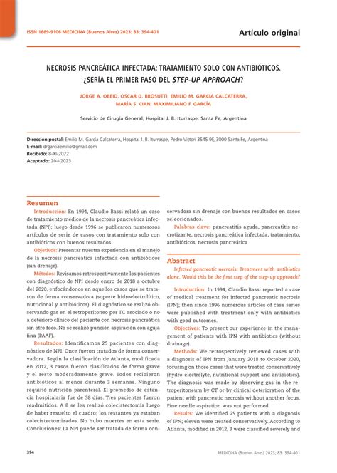 (PDF) Infected pancreatic necrosis: Treatment with antibiotics alone ...