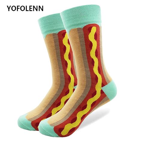 6 Patterns Men's Long Colorful Socks Combed Cotton High Quality Happy ...