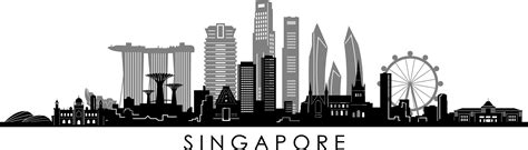 SINGAPORE City SKYLINE Outline Silhouette Vector svg eps jpg | Etsy