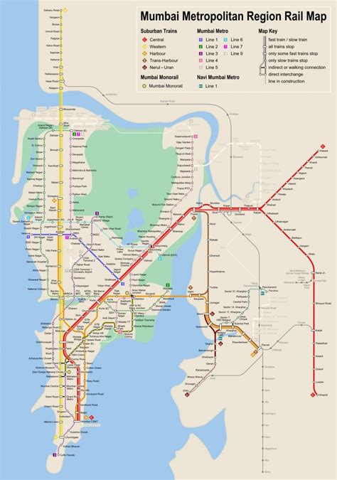 Map of Mumbai - Bombay metro: metro lines and metro stations of Mumbai ...