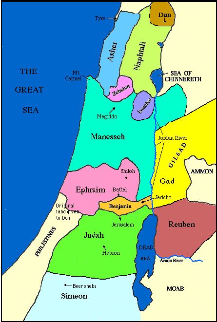 Map of the Twelve Tribes of Israel