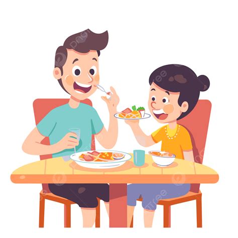 Eat Dinner Clipart Cartoon Couple Having Lunch Together At The Table ...