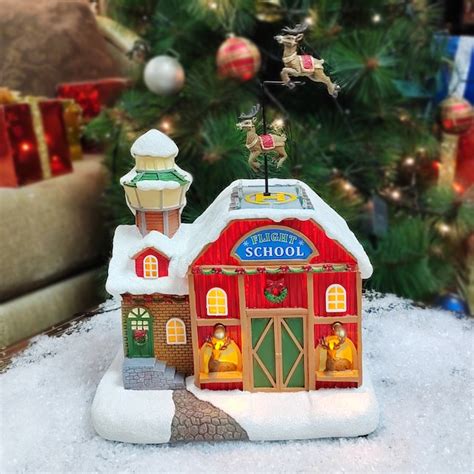 Carole Towne Ct Santa's Flight School Lighted Musical Village Scene in ...