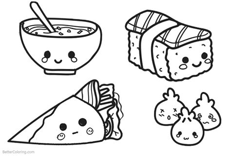 Cute Food Coloring Pages Lineart - Free Printable Coloring Pages