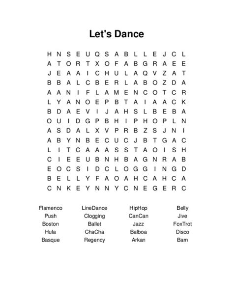 Let's Dance Word Search