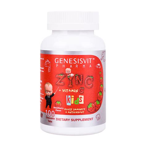 Genesisvit Pharma Zinc with Vitamin C for Kids, 100 Chewable tabs ...