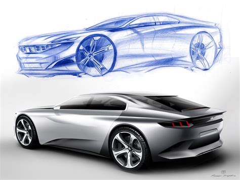 Peugeot Exalt Concept Design Sketch Rendering - Car Body Design