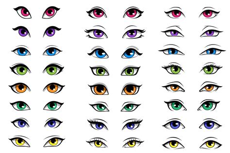 Girly Character - Cartoon Eye Shapes. Vector Illustration 6792401 ...