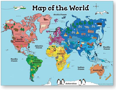 World Map Poster for Kids (18x24 World Map Laminated) Ideal World Map ...